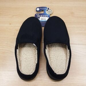 ISOTONER Slippers Mens Size 8 9 Black Slip On Plush Advanced Memory Foam